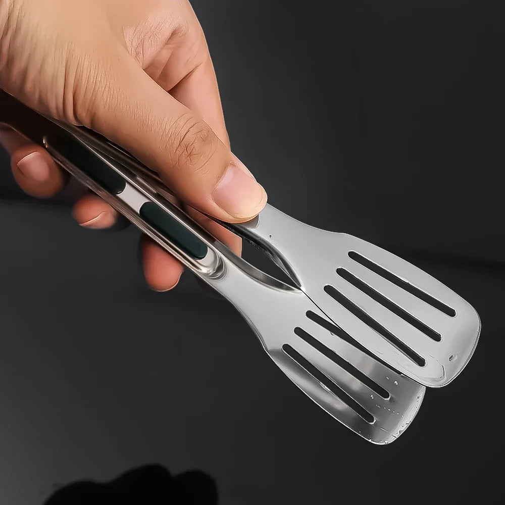 Stainless Steel Food Tongs — BBQ, Salad & Buffet, Non-Slip Grip