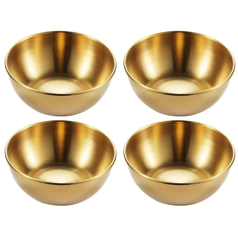 Stainless Steel Sauce & Appetiser Dishes — Gold or Silver, Set of 2 or 4