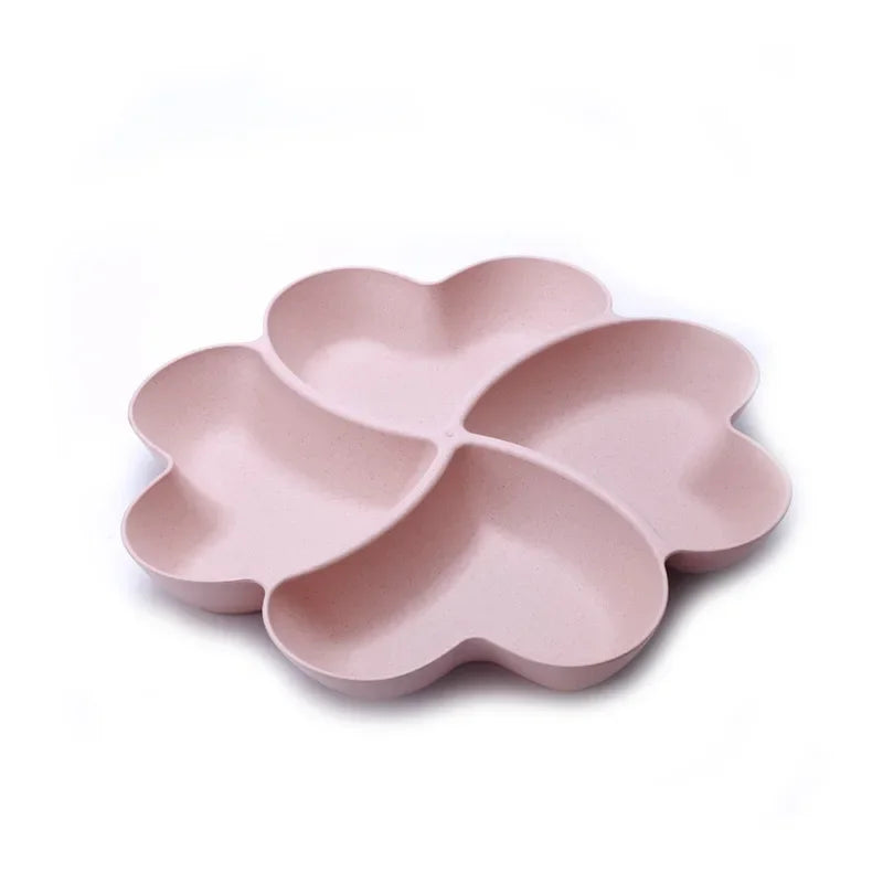 4-Grid Divided Snack & Candy Plate — Wheat Straw, Eco-Friendly