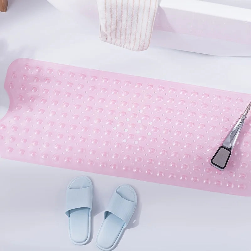 PVC Non-Slip Shower Mat with Suction Cups & Drain Holes — Machine Washable