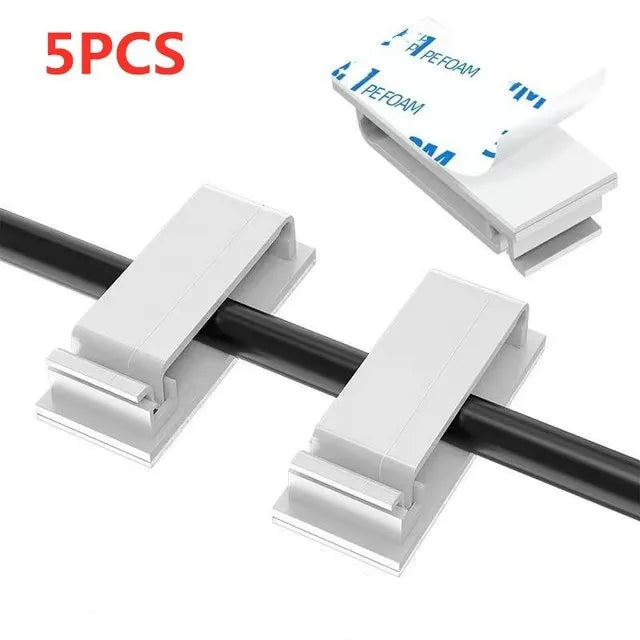 Self-Adhesive Cable Clips Organizer — Plastic Wire Holder for Desk, Home & Car