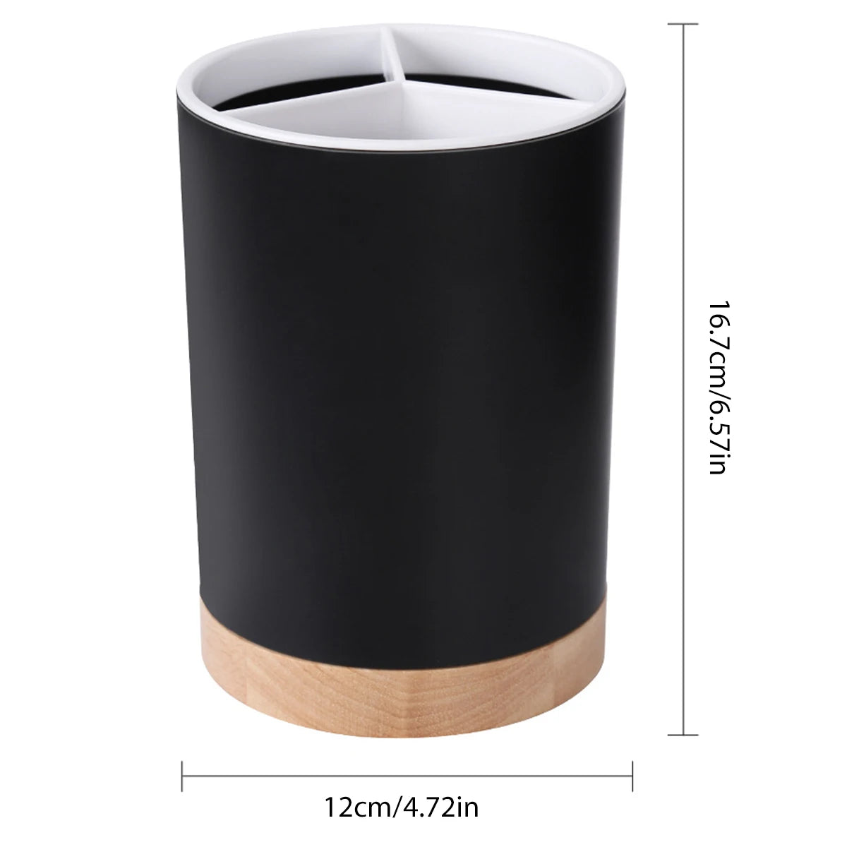 Rotatable Cutlery & Utensil Holder — Detachable, 3-Section, with Drain