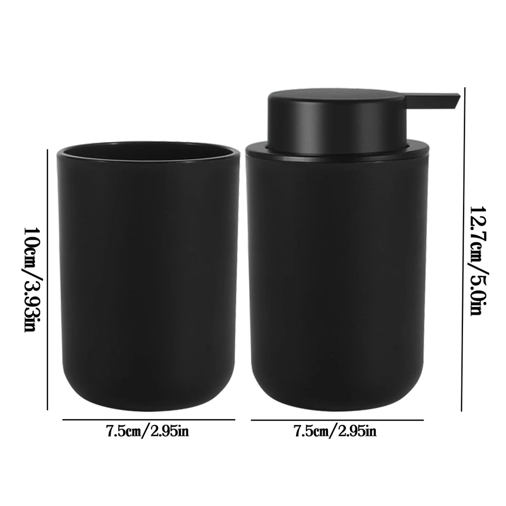 Refillable Foam Soap Dispenser with Mouthwash Cup — Plastic, Black or White