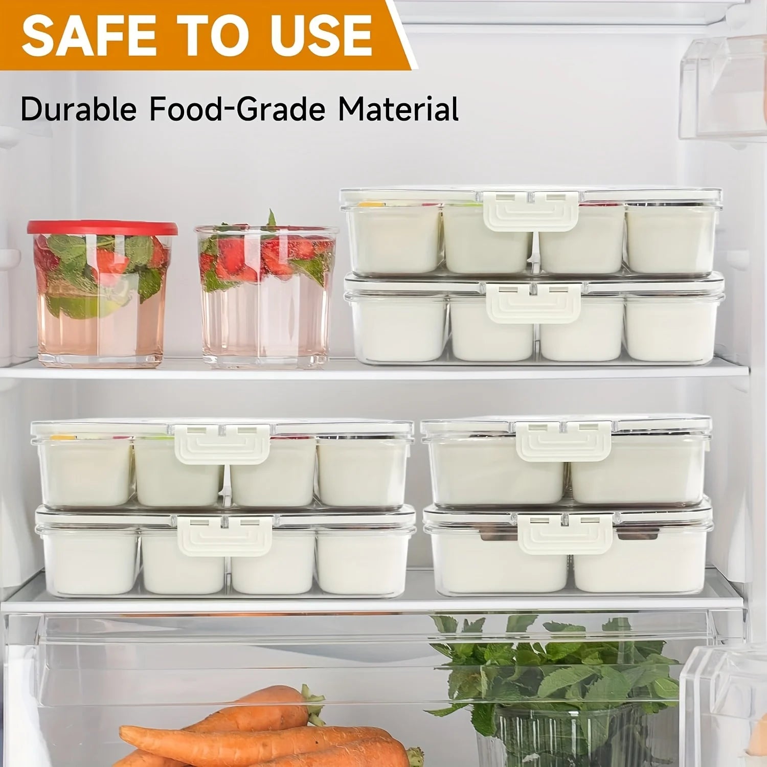 8-Grid Divided Serving Tray with Lid — for Snacks, Fruit & Fridge Storage