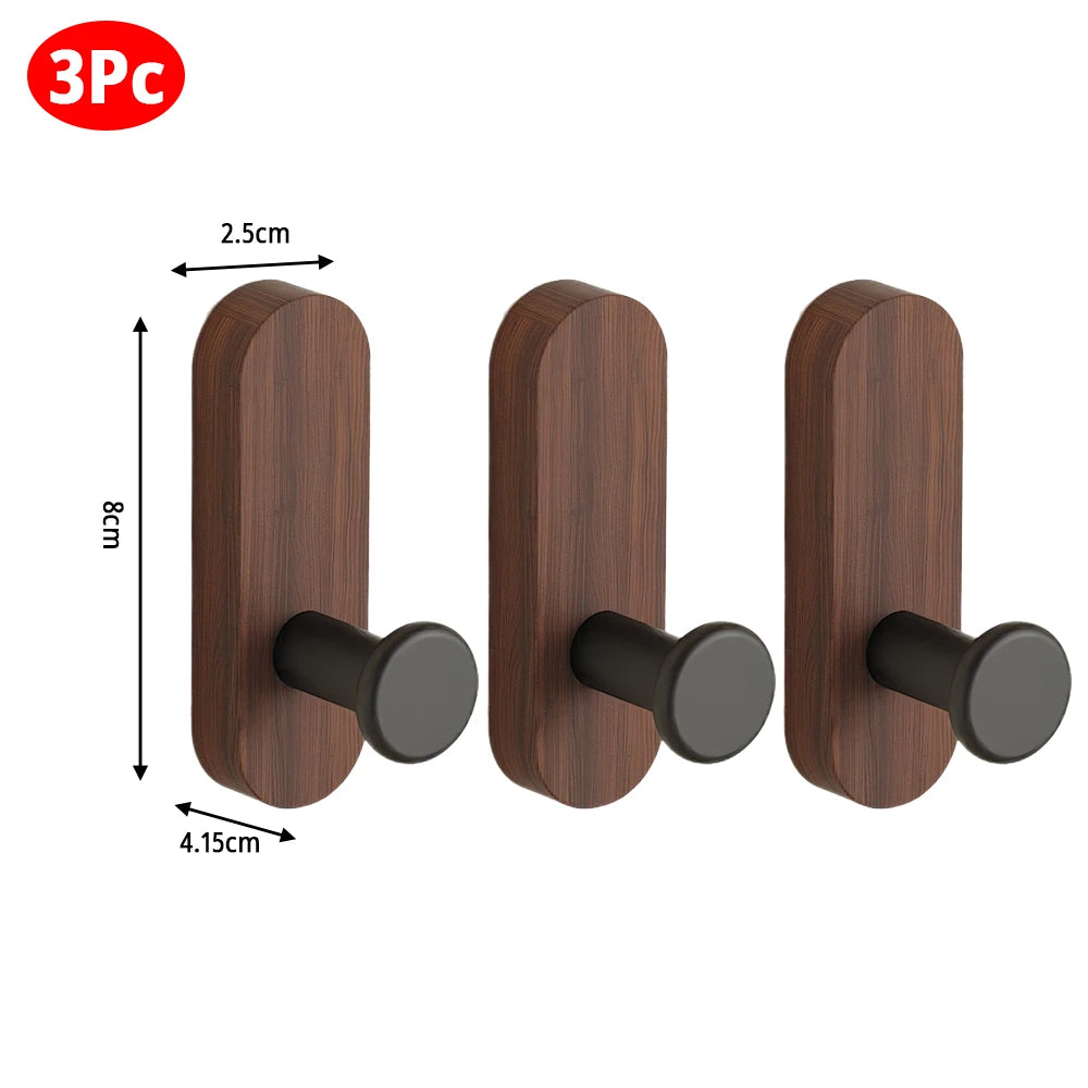 Self-Adhesive Wooden & Aluminium Wall Hook — No-Drill Key & Coat Hanger