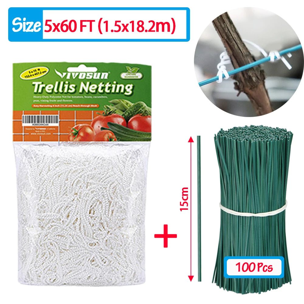 Garden Climbing Trellis Netting – Heavy-Duty Polyester Plant Support Net for Vegetables, Vines & Flowers