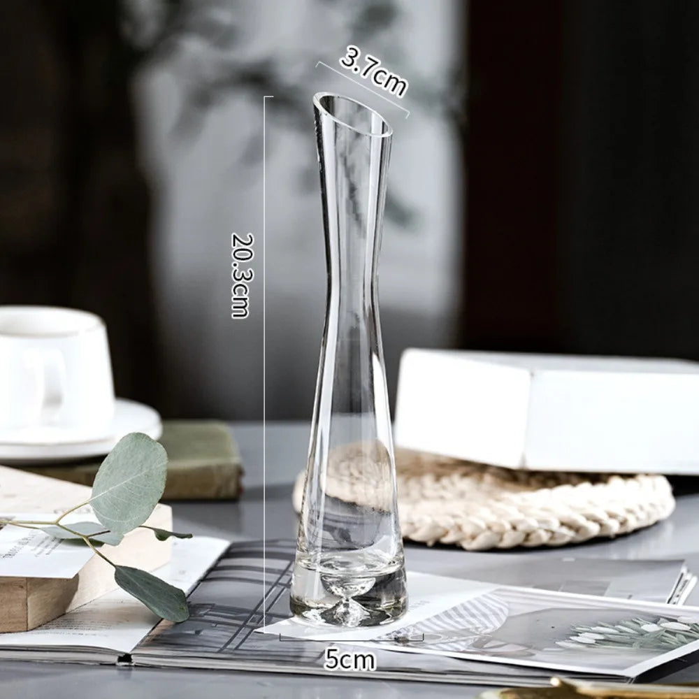Borosilicate Glass Slanted Mouth Vase — European Style, 2 Designs