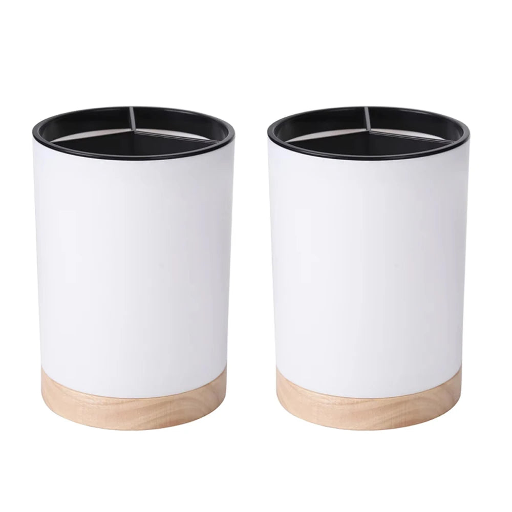 Rotatable Cutlery & Utensil Holder — Detachable, 3-Section, with Drain