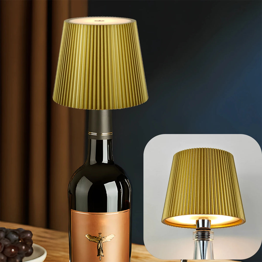Wireless Wine Bottle LED Lamp — Touch Dimming, USB Rechargeable