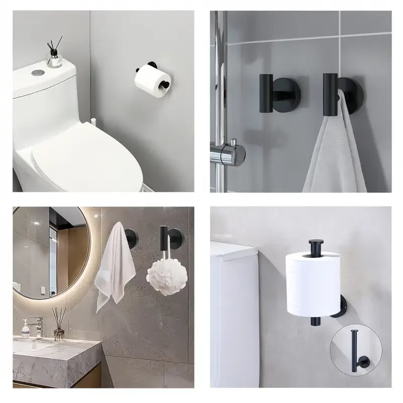 3-Piece Stainless Steel Bathroom Hardware Set — Towel Holder & Toilet Paper Holder