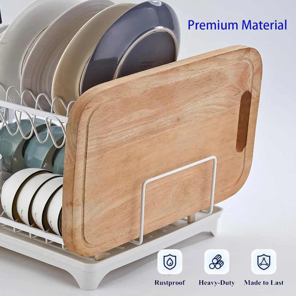 2-Tier Dish Drying Rack with Drainboard — Self-Draining, Rustproof