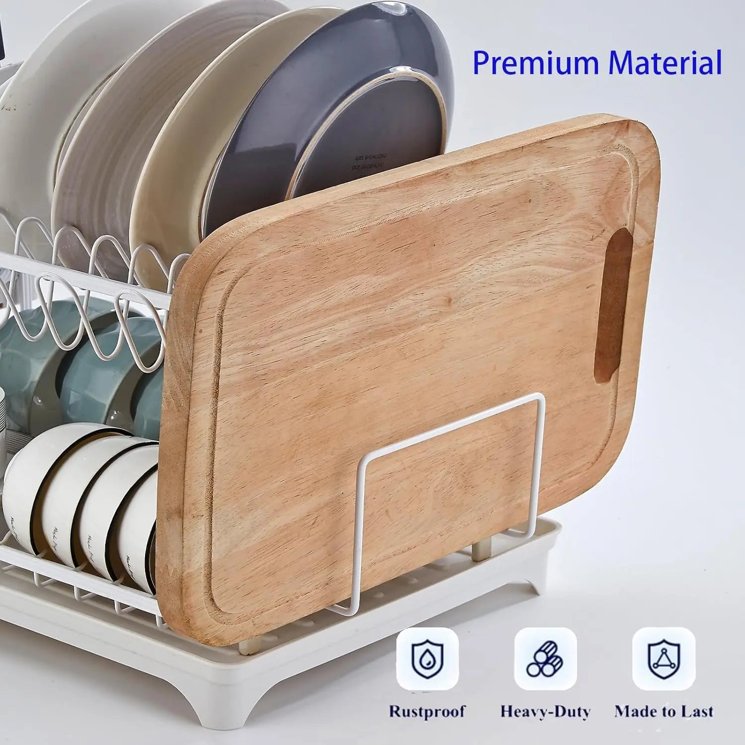 2-Tier Dish Drying Rack with Drainboard — Self-Draining, Rustproof