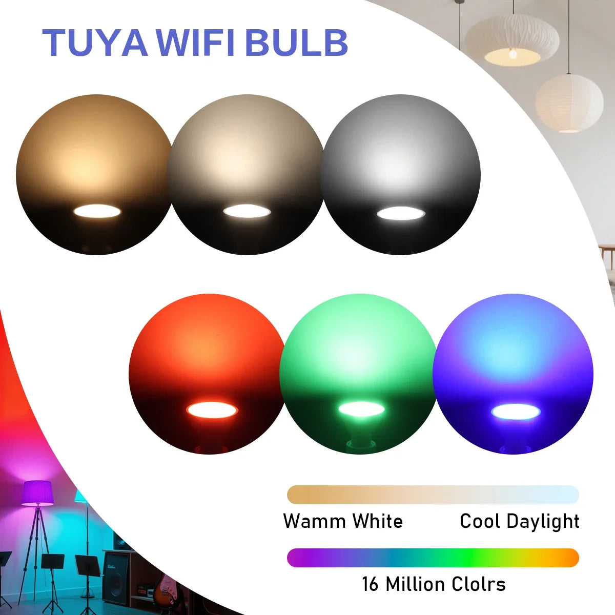 Tuya WiFi GU10 Smart Spotlight — Dimmable, Alexa & Google Compatible