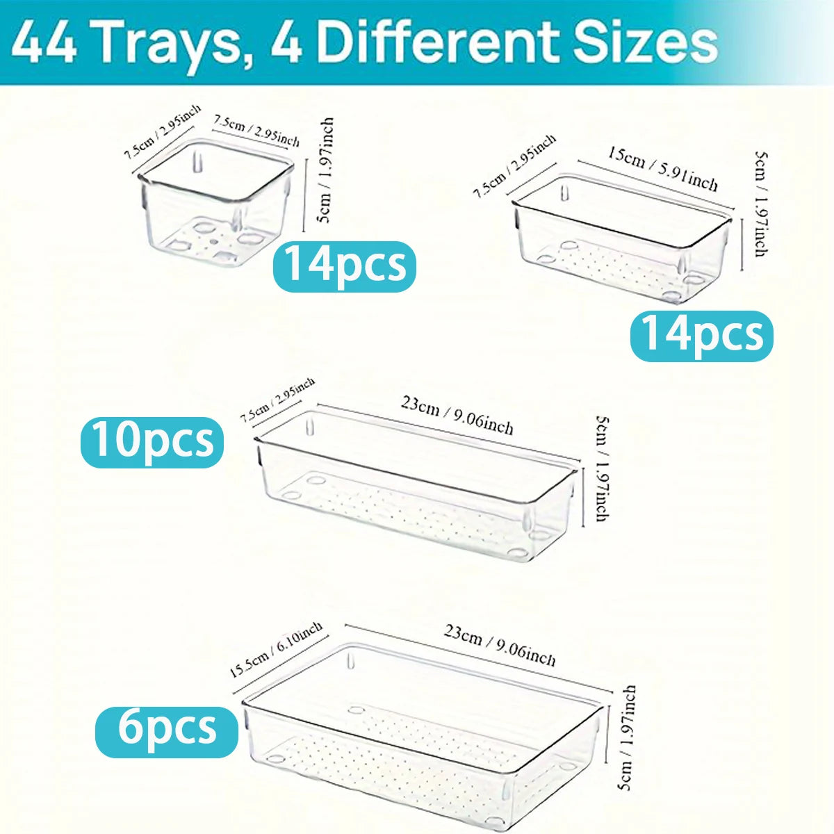 44pcs Transparent Drawer Divider Set