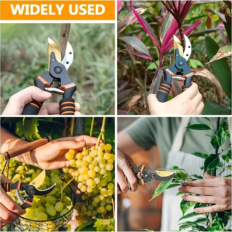8.5" Professional Titanium Bypass Pruning Shears – Sharp Garden Pruners & Hedge Clippers