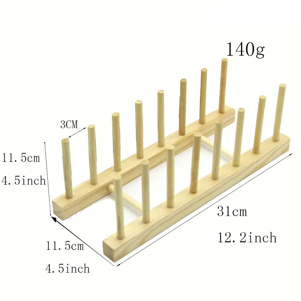 Bamboo Dish Drainer & Pot Lid Rack — Natural, Kitchen Organizer