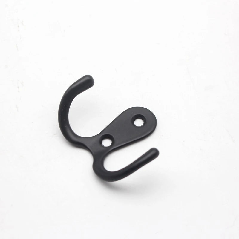 Retro Zinc Alloy Wall Hook — Single or Double Prong for Coats, Bags & Towels