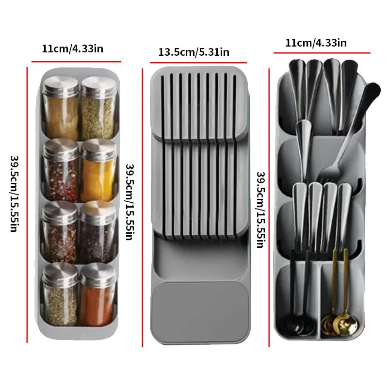 Kitchen Drawer Cutlery & Knife Storage Tray — Multipurpose Organiser