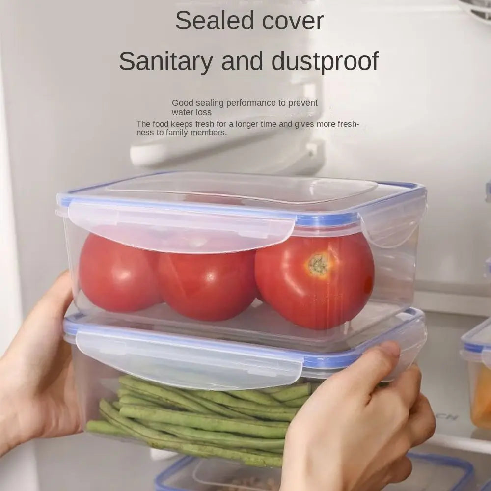 Stackable Fridge Storage Box with Lid — Transparent, Microwave Safe