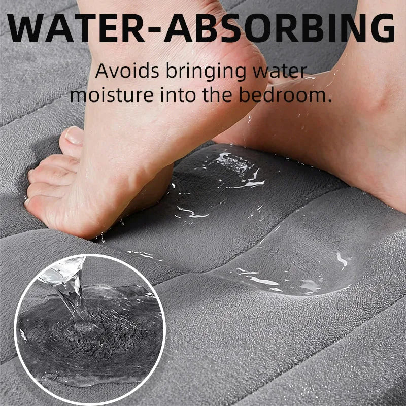 Coral Velvet Anti-Slip Bath Mat — Quick-Dry, Machine Washable, Striped