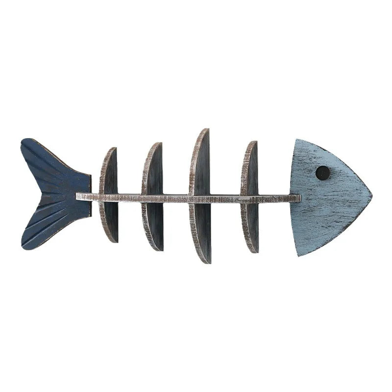 Nordic Wooden Fish Wall Shelf — Decorative Floating Bookshelf