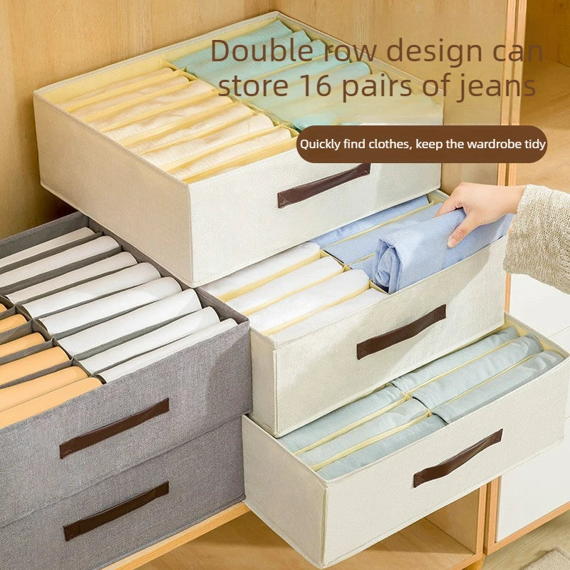 Foldable Clothing Storage Box with Double Compartments for Home And Dorm Drawer Organization