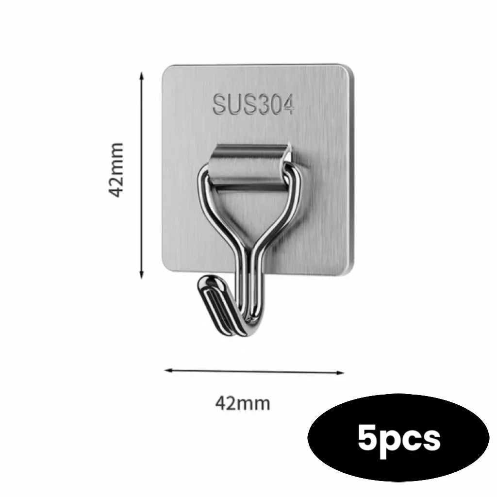 Self-Adhesive 304 Stainless Steel Wall Hook — Towel & Coat Hanger
