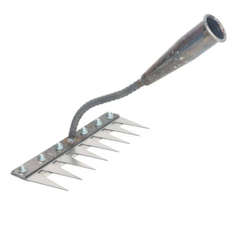 Iron Gardening Hoe Weeding Rake – Carbon Steel Soil Loosening & Weeding Tool (5/6/7/8 Teeth)