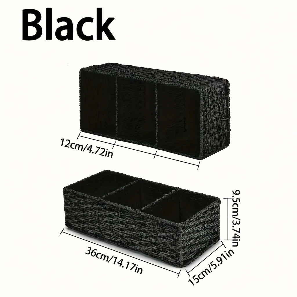 Handwoven Paper Rope Storage Basket — Bathroom & Countertop Organizer