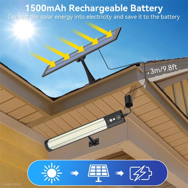 PDQ 158 LED Solar Flood Light – Motion Sensor & Remote, IP65 Dusk-to-Dawn