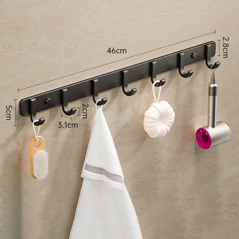 Space Aluminium Wall-Mounted Coat Hook Rack — Entryway & Bathroom Hanger