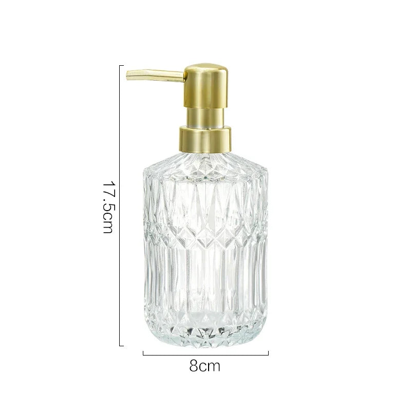 400ml Clear Glass Soap Dispenser — Manual Press Hand Sanitizer Bottle