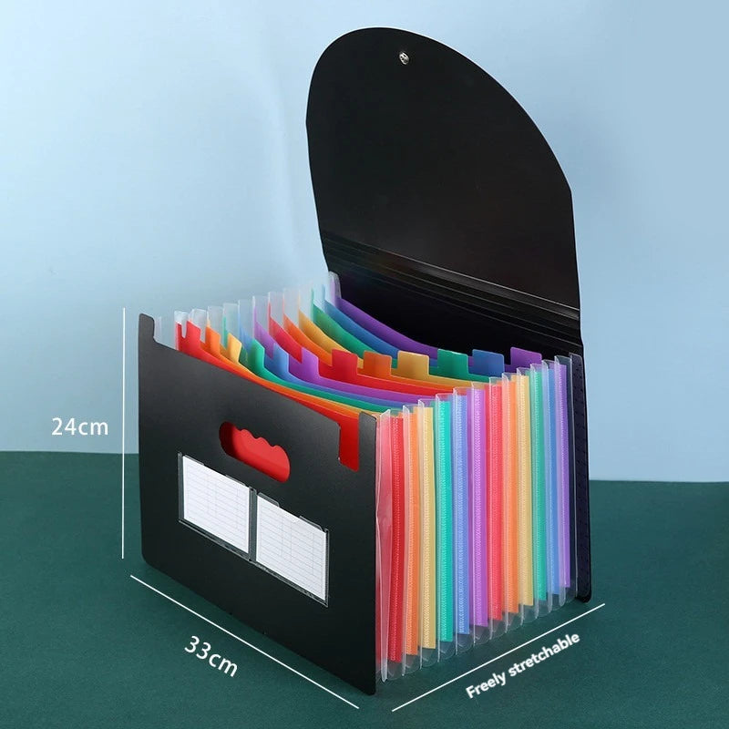 PP Multi-Layer Hanging File Bag — A4 Accordion Folder with Rope