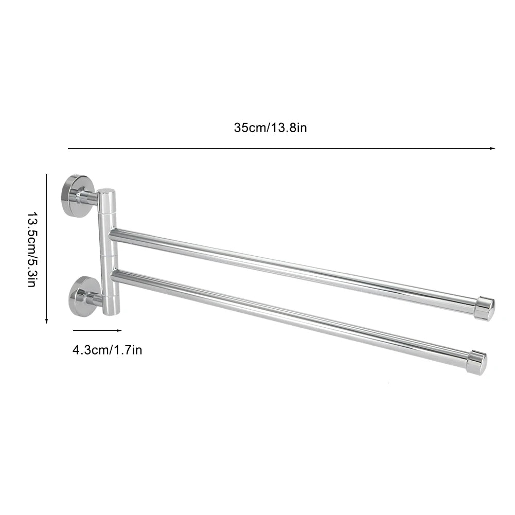 Rotating Swing-Out Towel Rack — 2 or 3 Arms, Zinc Alloy & Stainless Steel
