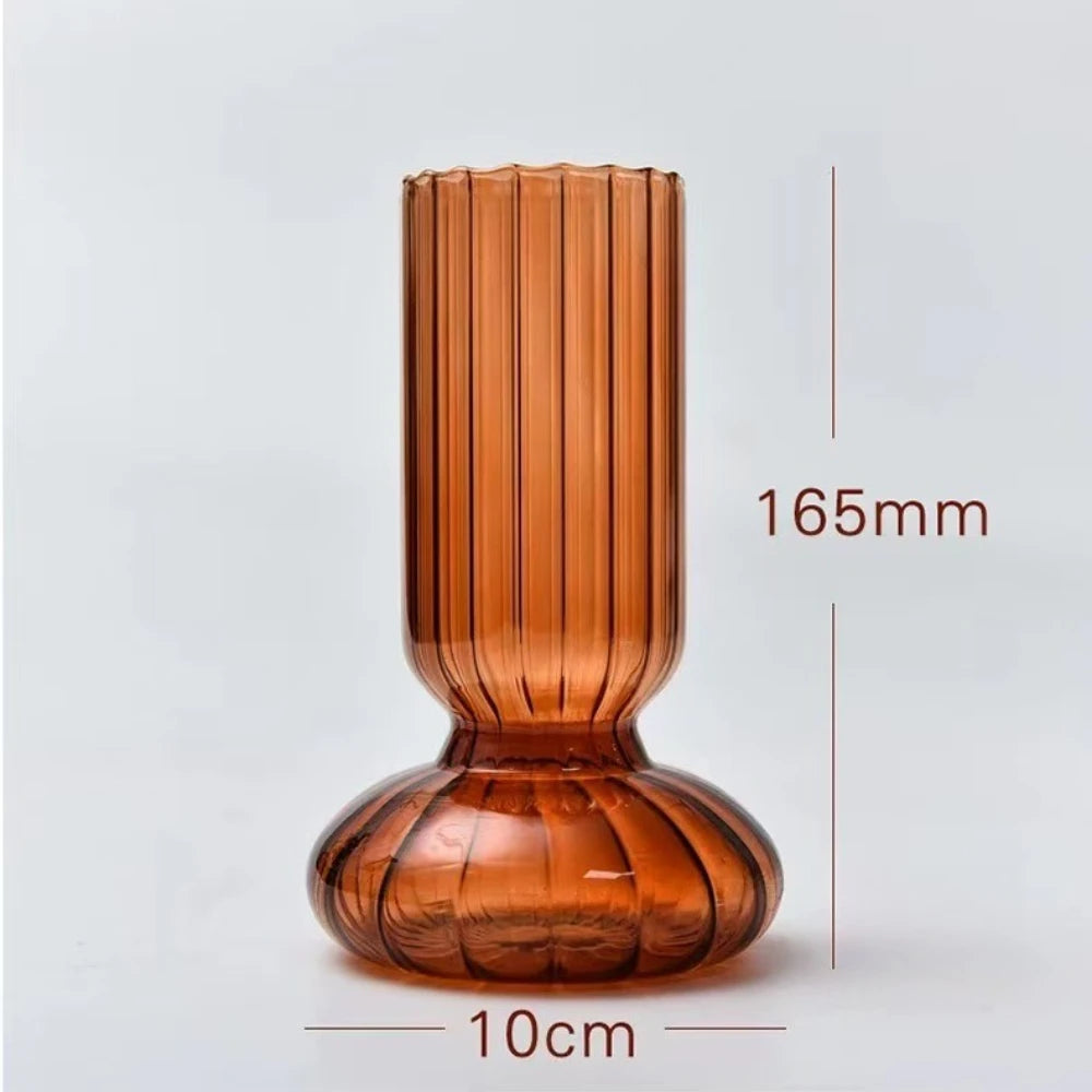Nordic Striped Colourful Glass Vase — Hydroponic Tabletop Decoration