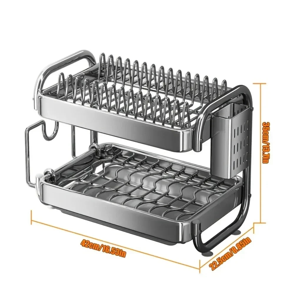 Stainless Steel Multilayer Dish Drying Rack — Rustproof, Space-Saving