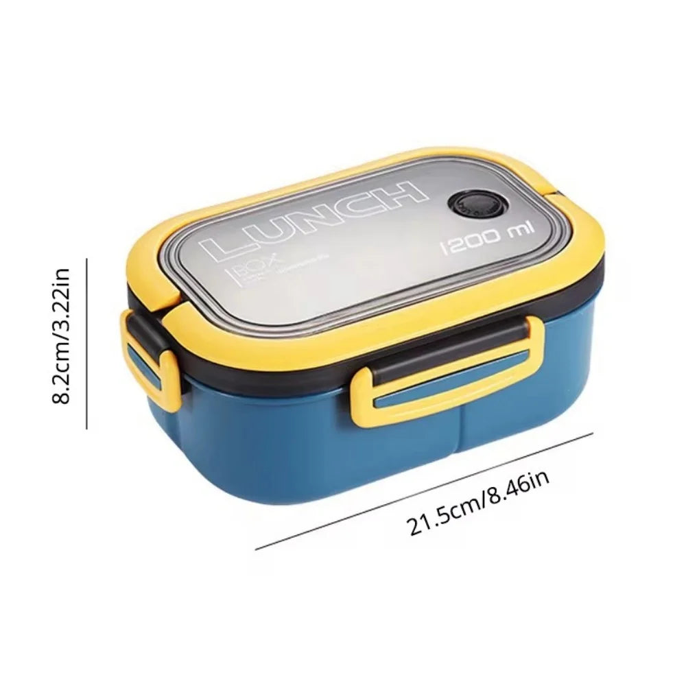 2-Layer Bento Lunch Box with Spoon & Fork — Leakproof, Portable