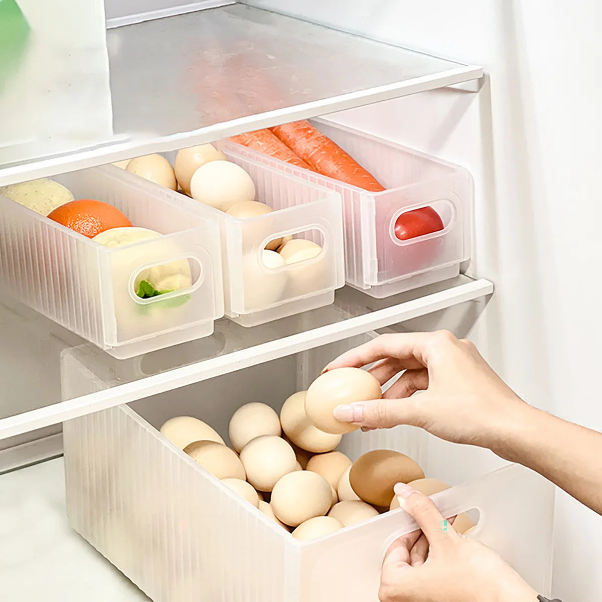 WORTHBUY Folding Fridge Storage Box — Pull-Out, Fruit & Vegetable Organizer