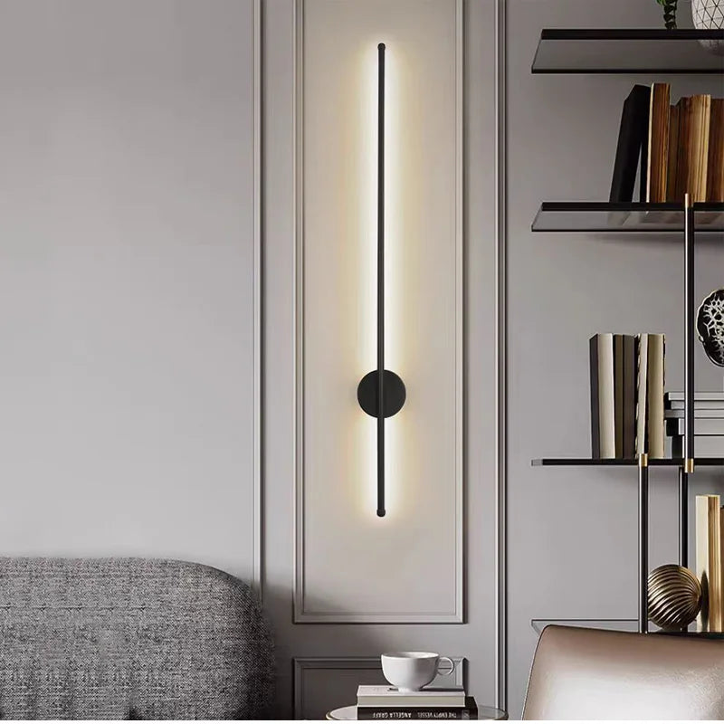 Minimalist Strip LED Wall Lamp — TV Wall & Bedroom, Black or Gold