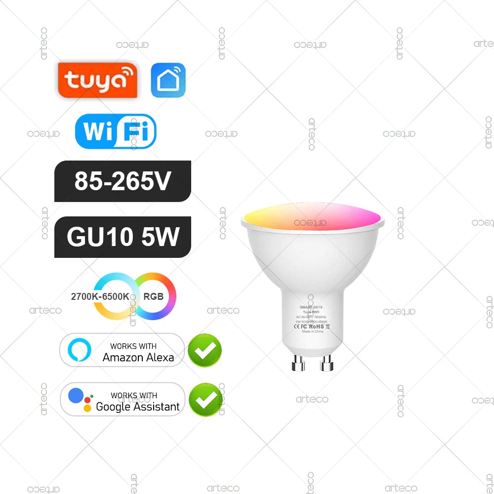 Tuya Smart Bulb — ZigBee, WiFi or Bluetooth, E27 / E14 / GU10, RGBCW