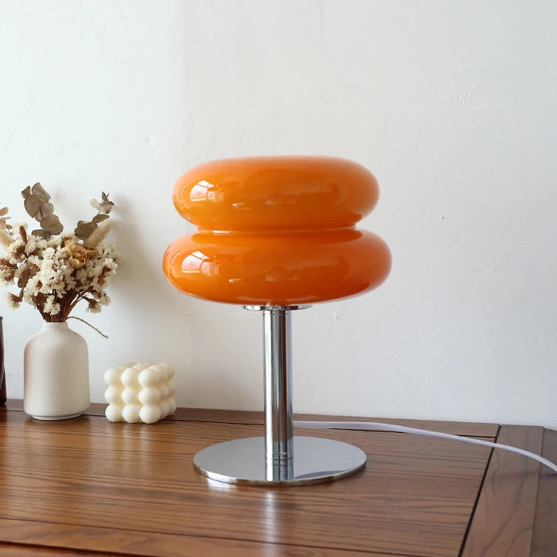 Macaron Glass Bedside Table Lamp — Trichromatic Dimming, Eye Protection
