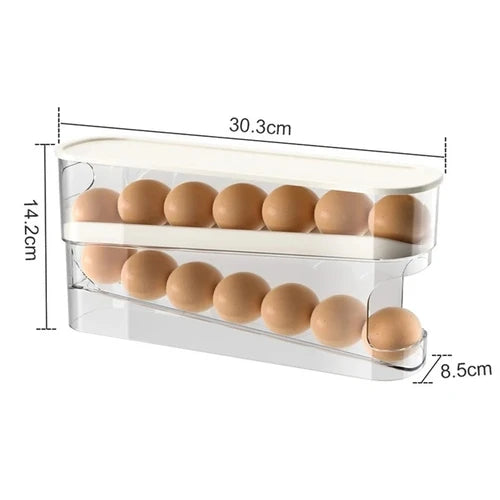 Automatic Rolling Egg Holder Rack — Double Layer, Ladder Style, Fridge