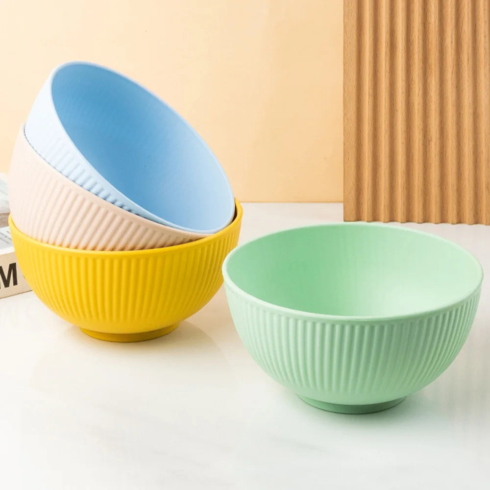 Nordic Wheat Straw Plastic Bowls — Shatter-Resistant, Set of 4