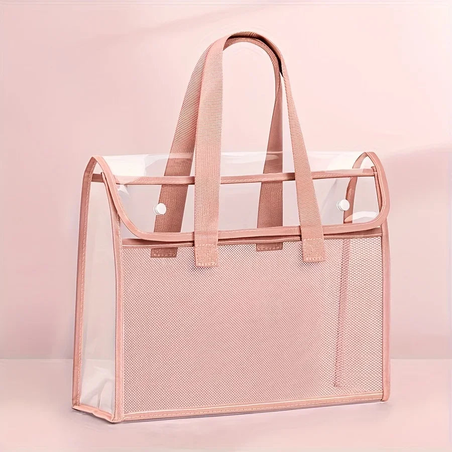 Transparent PVC Expandable File Storage Bag — Waterproof Handheld Folder