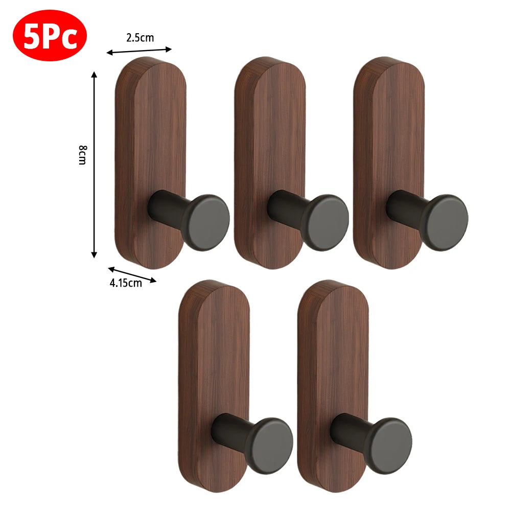 Self-Adhesive Wooden & Aluminium Wall Hook — No-Drill Key & Coat Hanger