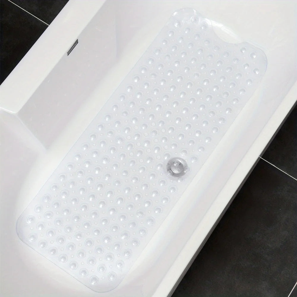 PVC Non-Slip Shower Mat with Suction Cups & Drain Holes — Machine Washable