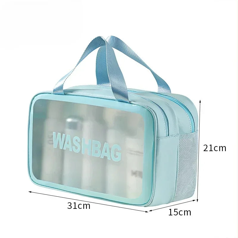 Dry-Wet Separation Toiletry Bag — Double-Layer PU Travel Cosmetic Pouch