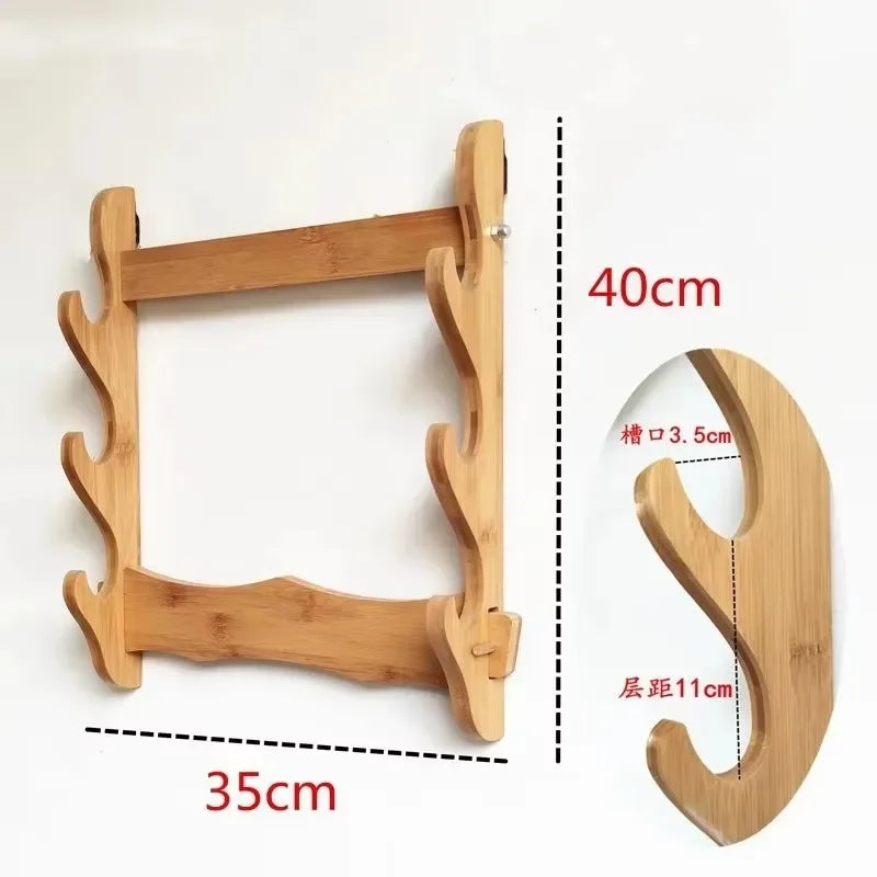 Wall-Mounted Katana Sword Display Rack — Japanese Samurai Decoration