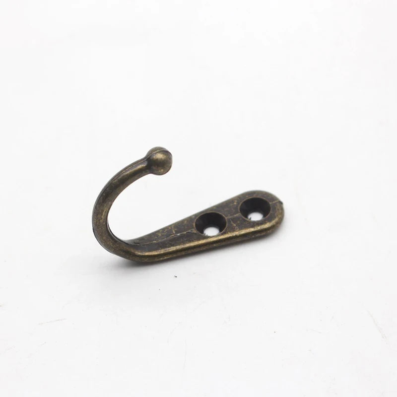 Retro Zinc Alloy Wall Hook — Single or Double Prong for Coats, Bags & Towels