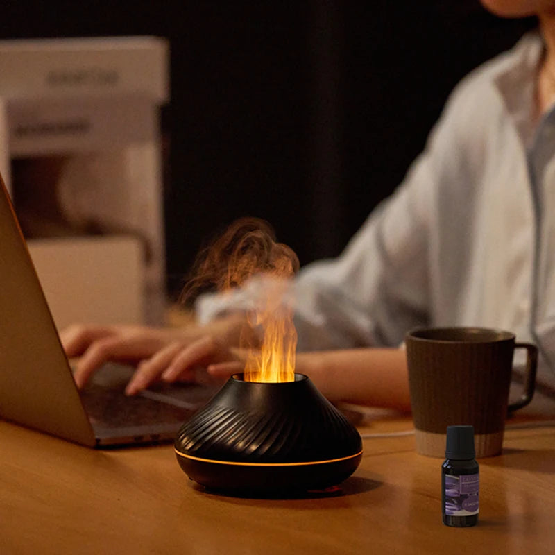 Volcano Ultrasonic Aroma Diffuser & Humidifier — 7 Colour Flame Night Light